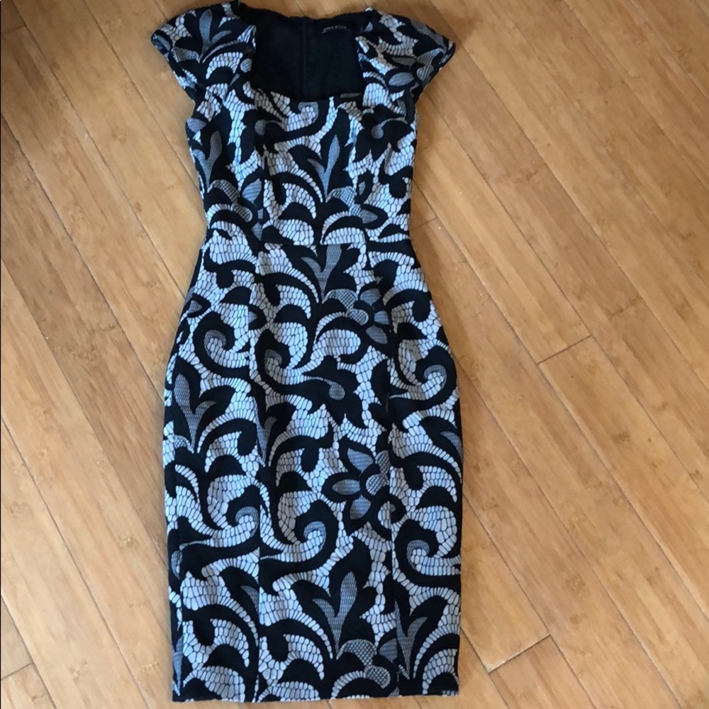 Karen Millen fitted shirt dress in black & silver